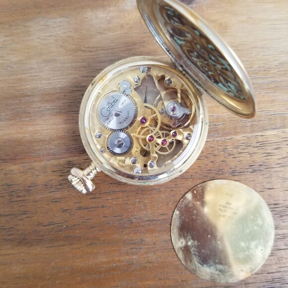 Colibri Pocket Watch Incabloc 17J Swiss Gold Tone Parts or Project Only READ - Picture 6 of 11